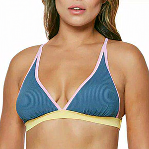 Jessica‎ Simpson Chop and Change Cross-Back Triangle Bikini Top Navy Yellow L